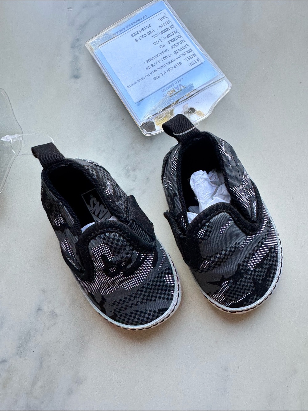 Vans Baby Black & Gray Camo Slip-On Shoes